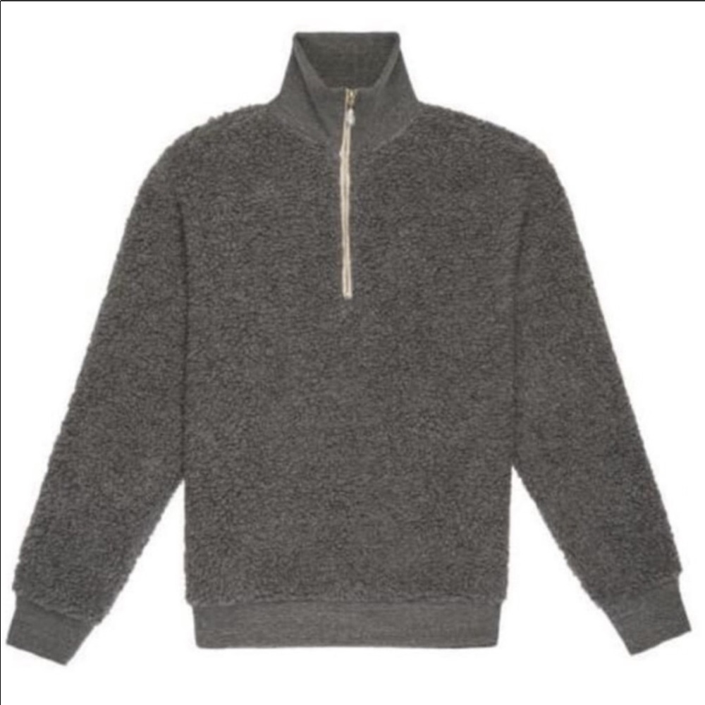 Donni grey sherpa with pearl zipper charm